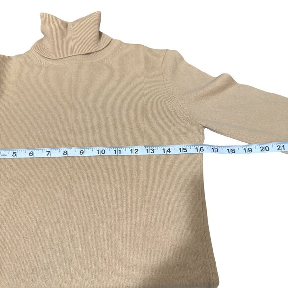 Henri Bendel Classic Womens Cashmere Tan Turtleneck Knit Long Sleeve Sweater S - Picture 5 of 7